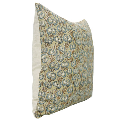 Fabdivine Heartvine Artisan Made Linen Pillow Cover Block Print Decorative Cushion Cover for Couch- 14X20 inch