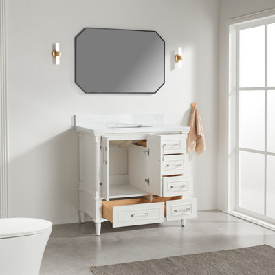 Ensemble de meuble-lavabo simple autoportant 36 po avec 2 poignées entièrement assemblé