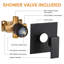 Robinet de douche noir mat moderne, garniture de baignoire et de douche avec tête de douche carrée noire à jet simple, noir mat (valve non incluse)-121048332