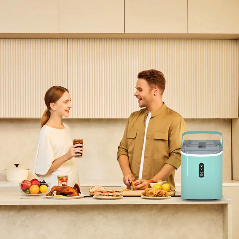 Machine à glaçons portative à granules - Machine de comptoir de 34 lb / 24 h avec pépite douce, autonettoyante et à une touche pour la maison, le bureau, le bar (avec pelle à glace)
