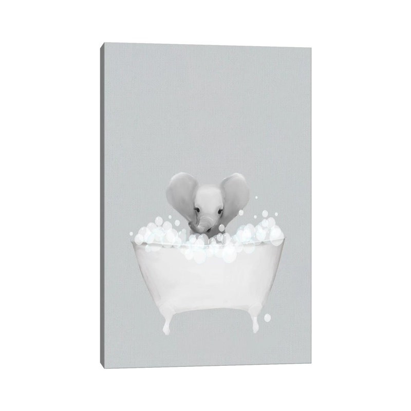 Elephant Blue Bath by Leah Straatsma - Wrapped Canvas Print, 101.6 cm H x 66.04 cm W x 3.175 cm D