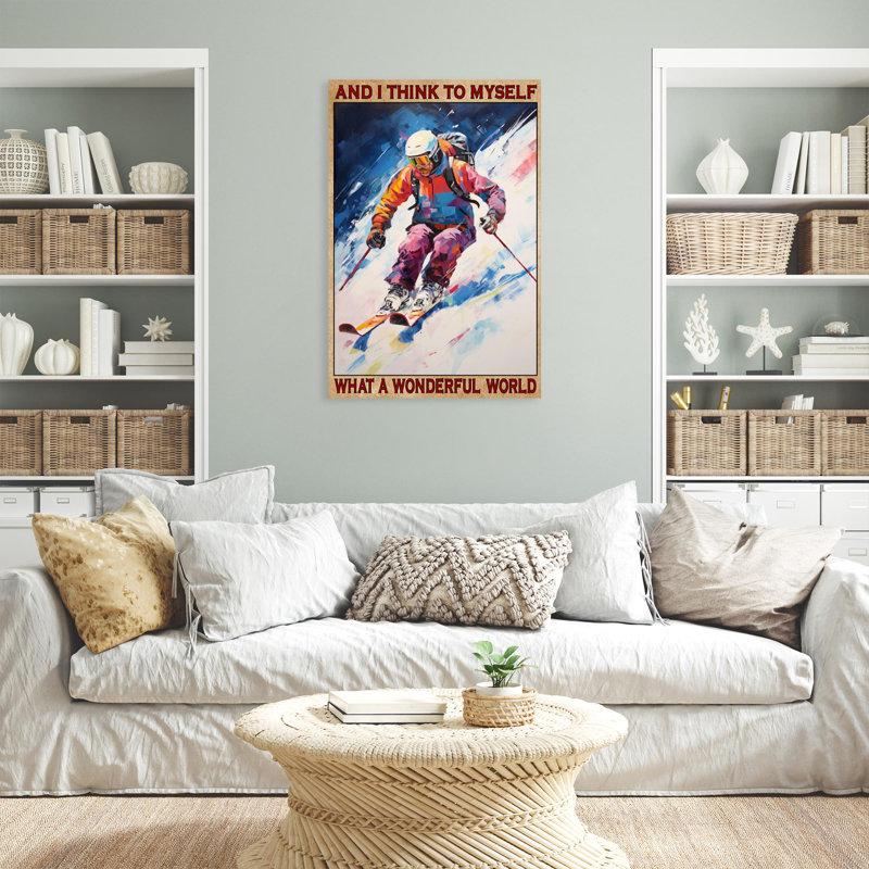 Skier dans un monde merveilleux, H 20 po x l 16 po x P 1,25 po