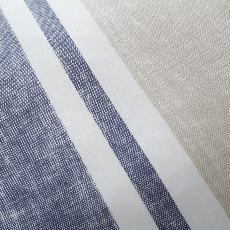 Textured Banded Stripe Reversible Duvet Cover Set with Pillowcases, Blue, Double - 2 Standard Pillowcases