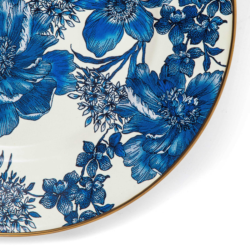 English Garden Enamel Dinner Plate, Blue/White