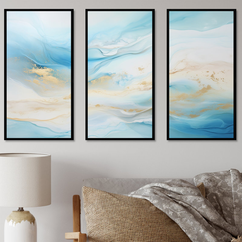 «Liquid Sky Charm Echoes I», ensemble d'art mural sur toile Sky, H 28 po x l 36 po x P 1 po, Cadre flottant noir