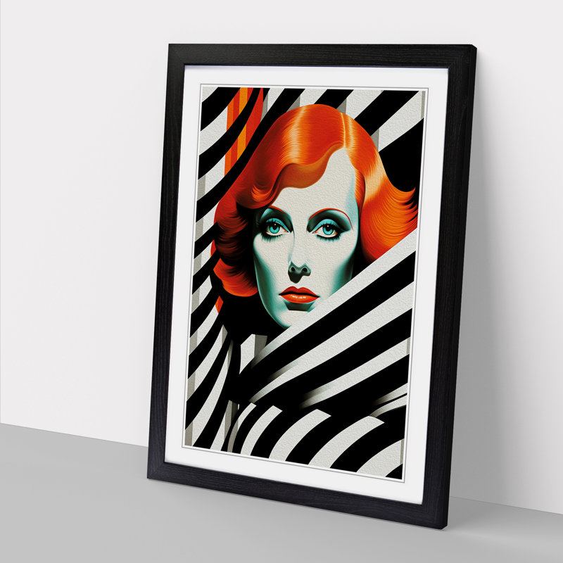 Woman With Red Hair Op Framed Print, Black, 46cm H x 34cm W x 2cm D
