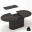 Table de salle à manger extensible en forme d'arc avec pieds rayés (55,11 po à 70,86 po, noir, 4 à 6 places)-1514429400