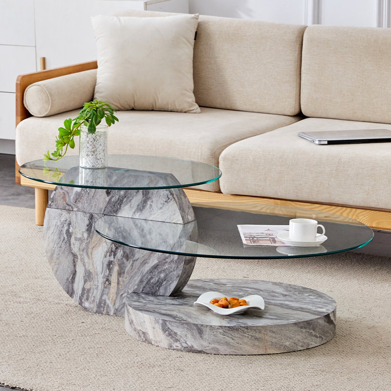 Table basse Lashawnna, H 17 po x L 42 po x l 31,5 po, Gris foncé