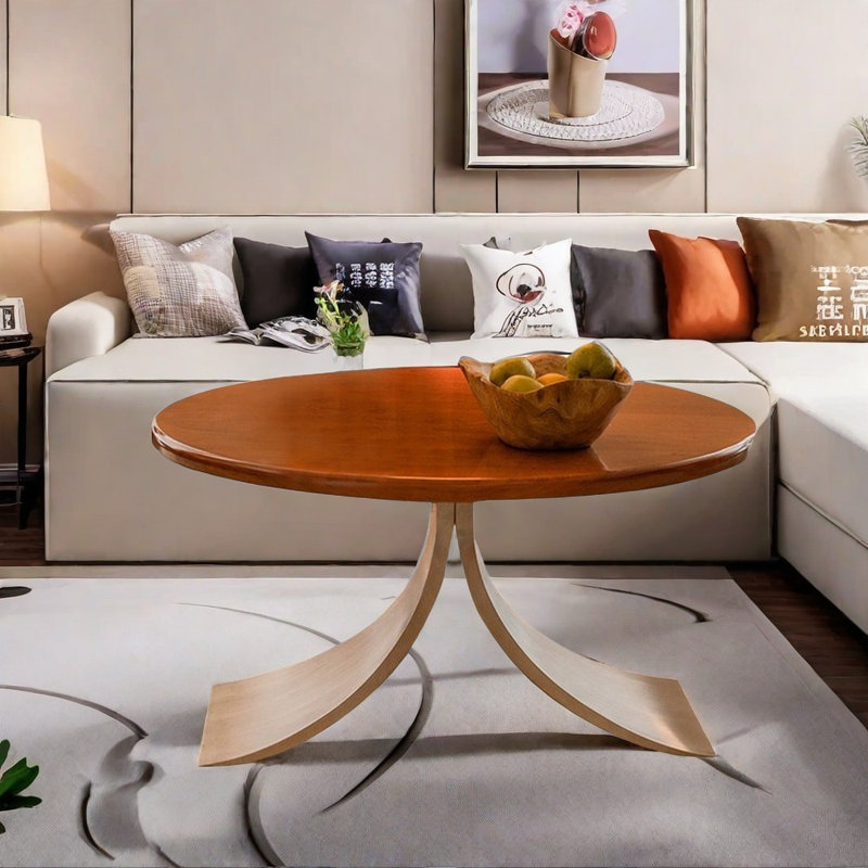 Perfect height coffee table with rounded edges, Medium Yellow Wood