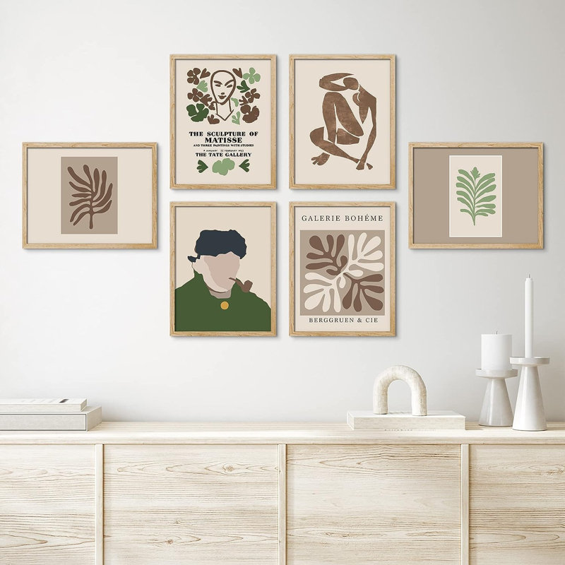 " SIGNLEADER Framed Vincent Van Gogh Portrait Plants Wall Art, Set Of 6 Abstract Geometric Wall Decor Prints, Minimalism Wall Decor For Living Room, Bedroom " by Vincent Van Gogh 6 - Pieces