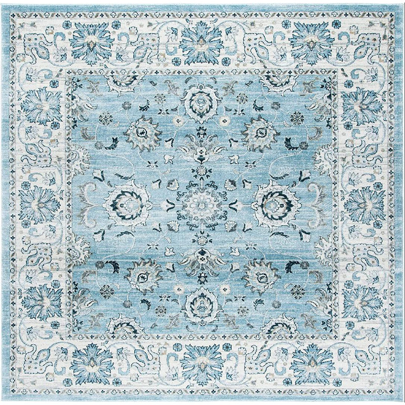 Delmer Performance Oriental Rug, Square 5'3"