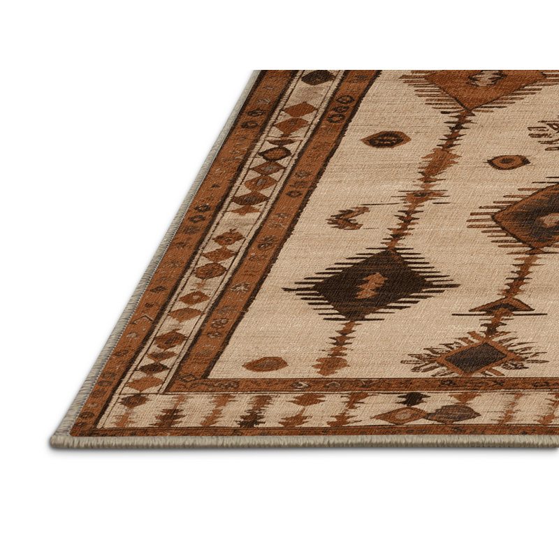 Machine Washable Turkish Brown Area Rug, Round 3'