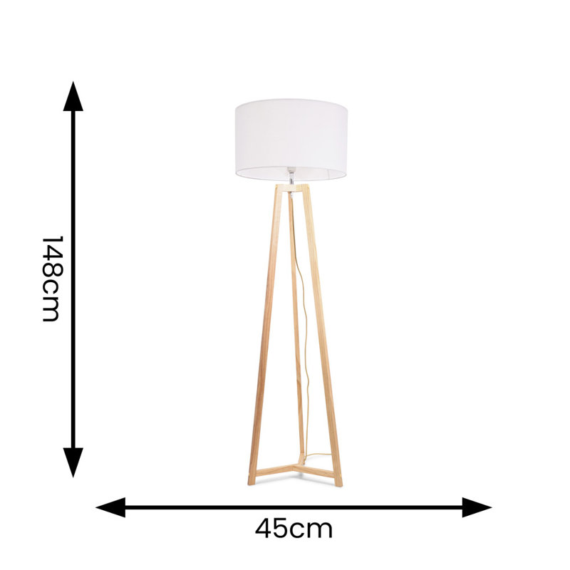 Rhavyn 148cm Traditional Floor Lamp, White, Natural