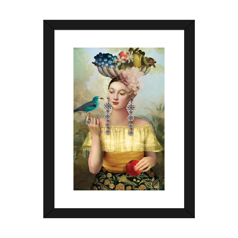 «Nine of Pentacles» par Catrin Welz-Stein - impression d'art graphique, H 24 po x l 16 po x P 1 po, Papier encadré noir