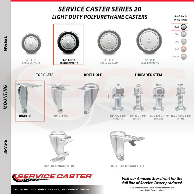 Polyurethane Caster, Black