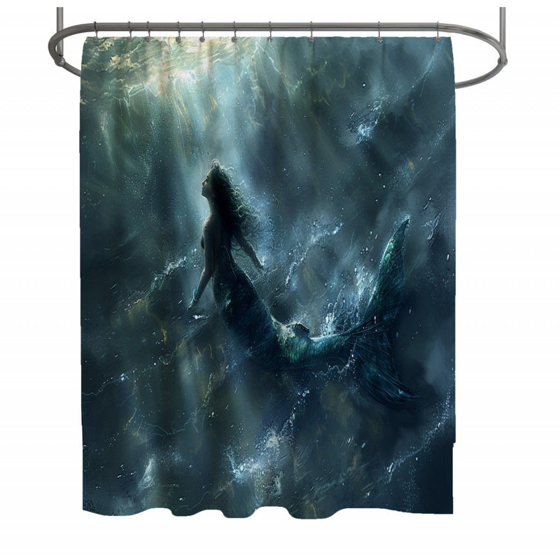 Rideau de douche sirène - décor de salle de bain fantaisie, H 83 po x l 70 po