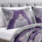 Purple White Damask Reversible 3 Piece Queen Bedspread Set，Queen
