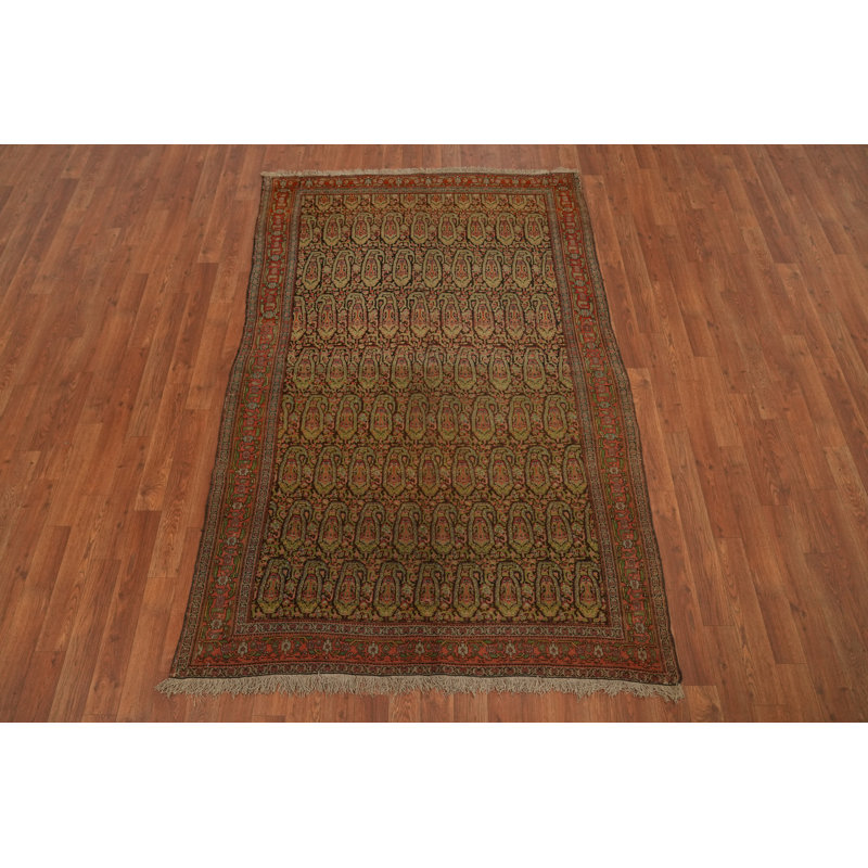 Tapis traditionnel en laine à teinture végétale pré-1900 4 x 6