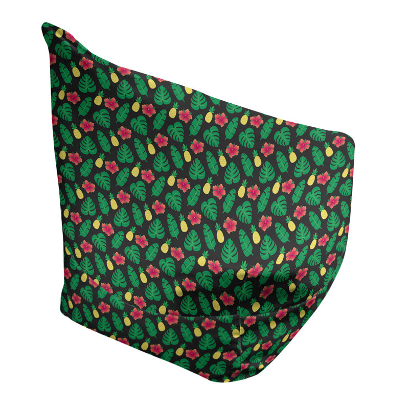 Fauteuil et housse de sac de pois tropical Kitterman, H 27 po x L 30 po x P 25 po, Pouf fauteuil, Noir, vert et rouge