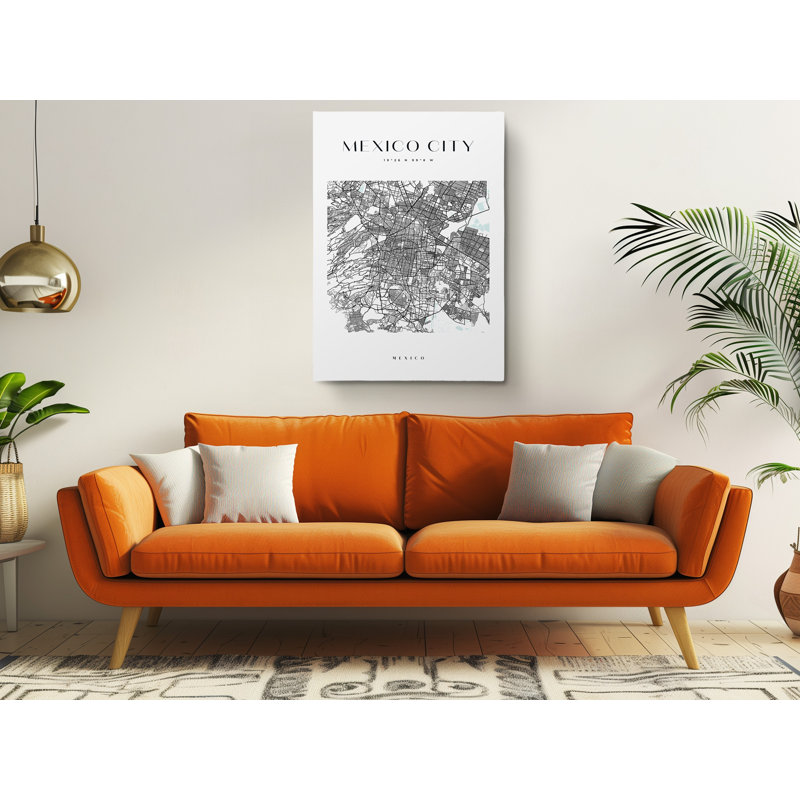 «Mexico City Map Print», reproduction sur toile, H 30 po x l 20 po