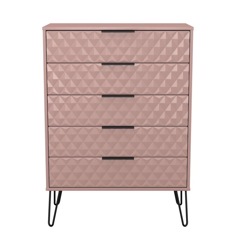 Talita 77cm W 5 - Drawer Chest of Drawers, Pink