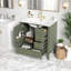 Meuble-lavabo compact avec lavabo en céramique, porte à fermeture en douceur et beaucoup de rangement - Design gris classique avec poignées dorées, assemblage facile-497849228