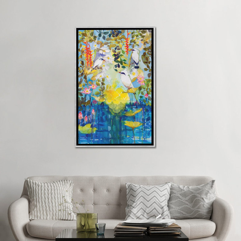 Paradis - reproduction d'art murale - toile encadrée, Argent argent, H 48 po x l 32 po