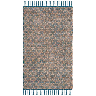 Lanston Geometric Handwoven Cotton Navy/Tan Area Rug