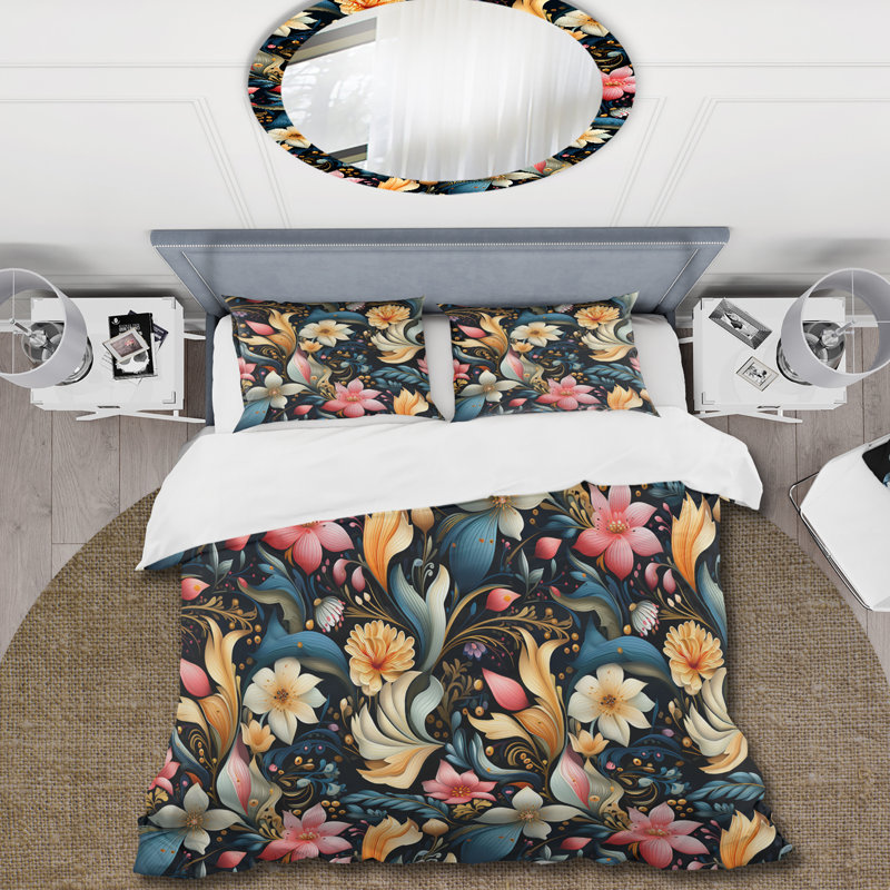 Literie moderne à motif cachemire bohème, Housse de couette pour grand lit et 2 taies décor