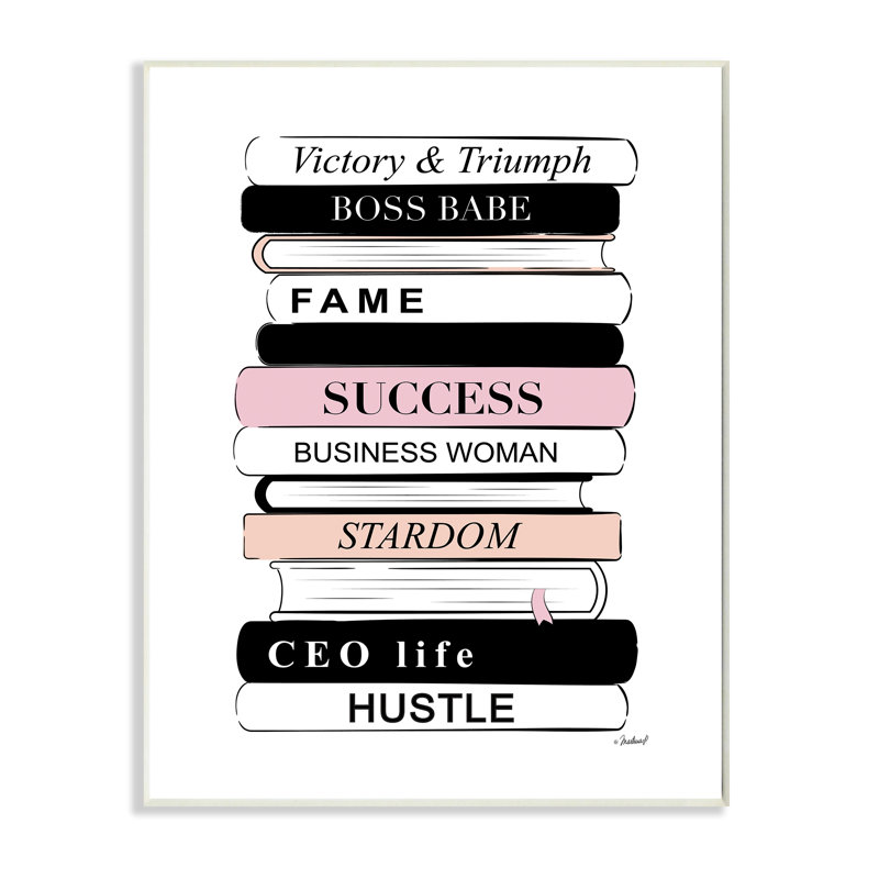Pile de livres «Victory Triumph Boss Babe» par Martina Pavlova - impression, Plaque murale, H 19 po x l 13 po