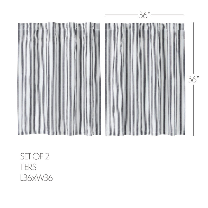 Sawyer Mill Cotton Striped Tailored Cafe Curtain, 72" W x 36" L