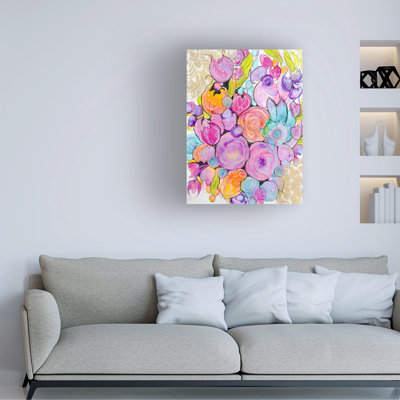Wrapped Canvas Wall Art - Amy Tieman 'Floral Euphoria' Wall Art for Living Room, Bedroom, or Office Décor  - 18x24