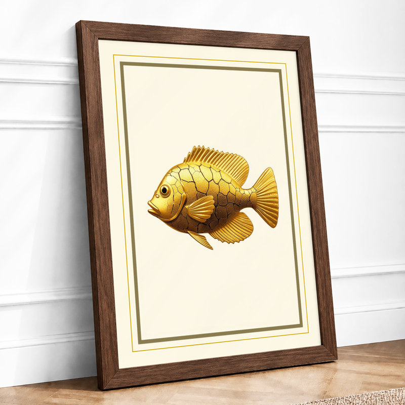Golden Fish Study Botanical - Framed Print, Walnut, A1 - 84.1 x 59.4 cm