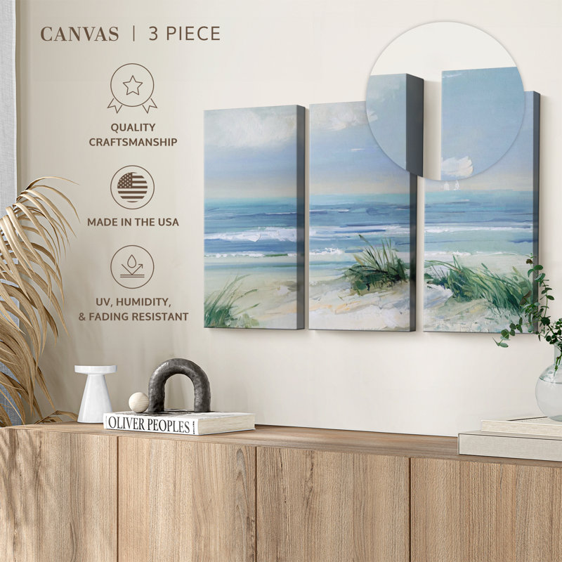 «Coastal Breezes», 3 pièces sur toile, H 48 po x l 74 po x P 1,25 po