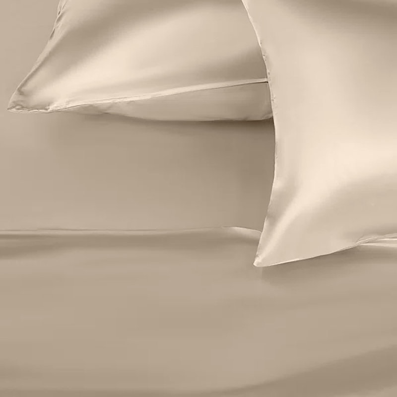  Ensemble de draps en satin de luxe et soyeux 4 pièces Rose Collection - 6 couleurs, Crème, Grand