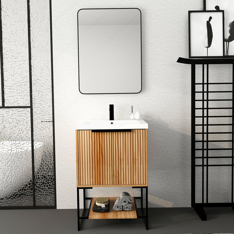 Meuble-lavabo autoportant de 24 po avec lavabo en résine BVA01124MP-1, (W99981917)