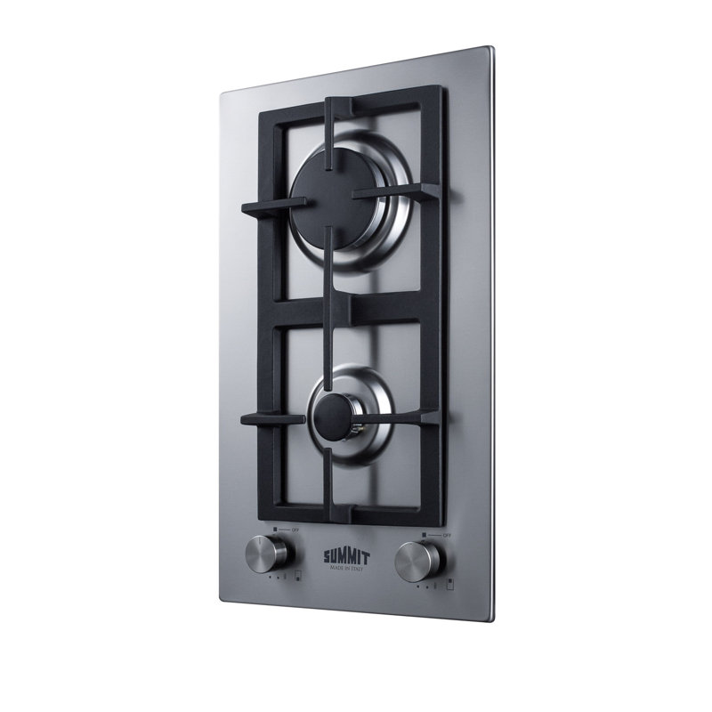Summit Appliance 20" 22" 24" 30" 36" 40" 48" 60" Stainless Steel Smart 2 Burner Cooktop with Dual Size Power Burner and with Downdraft Ventilation