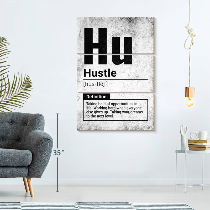 Hustle Definition Grunge Multi Piece Canvas Print, H 65 po x l 42 po x P 1,25 po