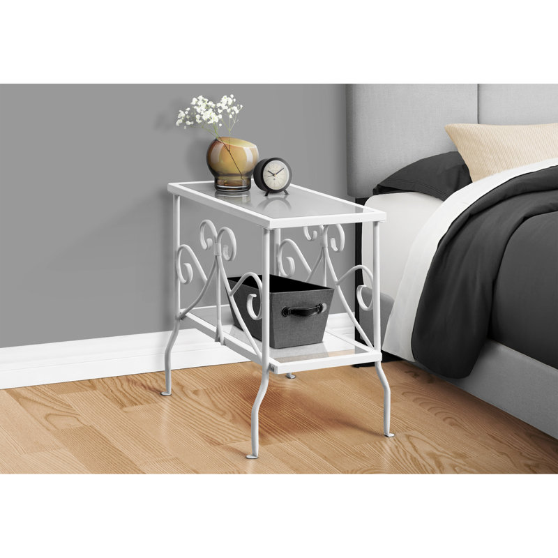 Console avec base en métal blanc: dessus en verre trempé transparent pour diverses pièces: