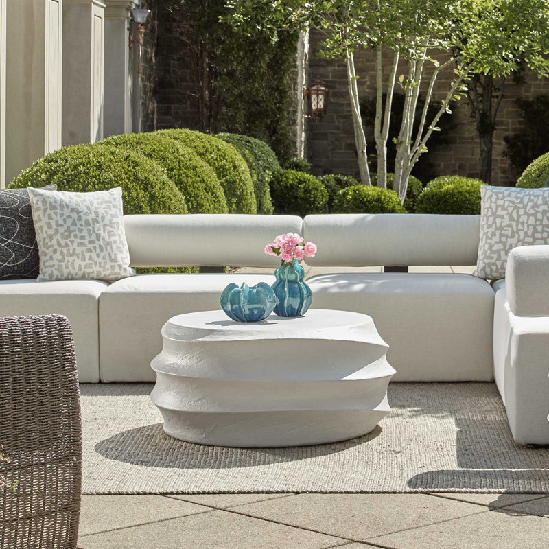 Tahara Winded Outdoor White Coffee Table