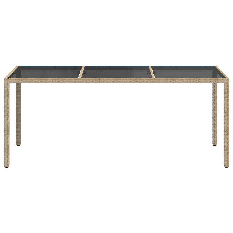 Castora Rectangular Glass Metal Outdoor Dining Table 100 cm D, Grey/Beige