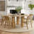 52" Round Solid Oak Wood Dining Table with 3 Sculptural Pillar Legs-1455826578