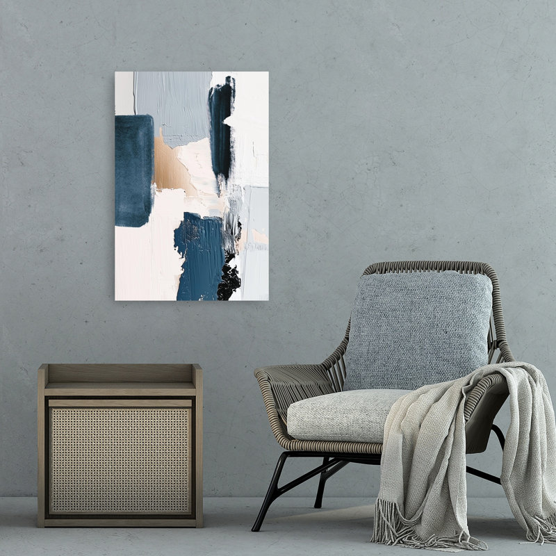 Affiche murale abstraite et contemporaine audacieuse bleu profond, 36" H x 24" W