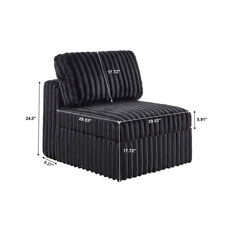 Canapé modulaire 8 pièces 8 pièces, Similifourrure noire