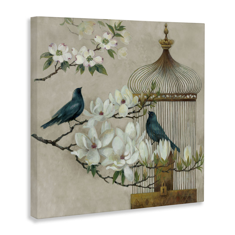 Floral Bluebird Menagerie, conception par Elaine Vollherbst, H 17 po x l 17 po