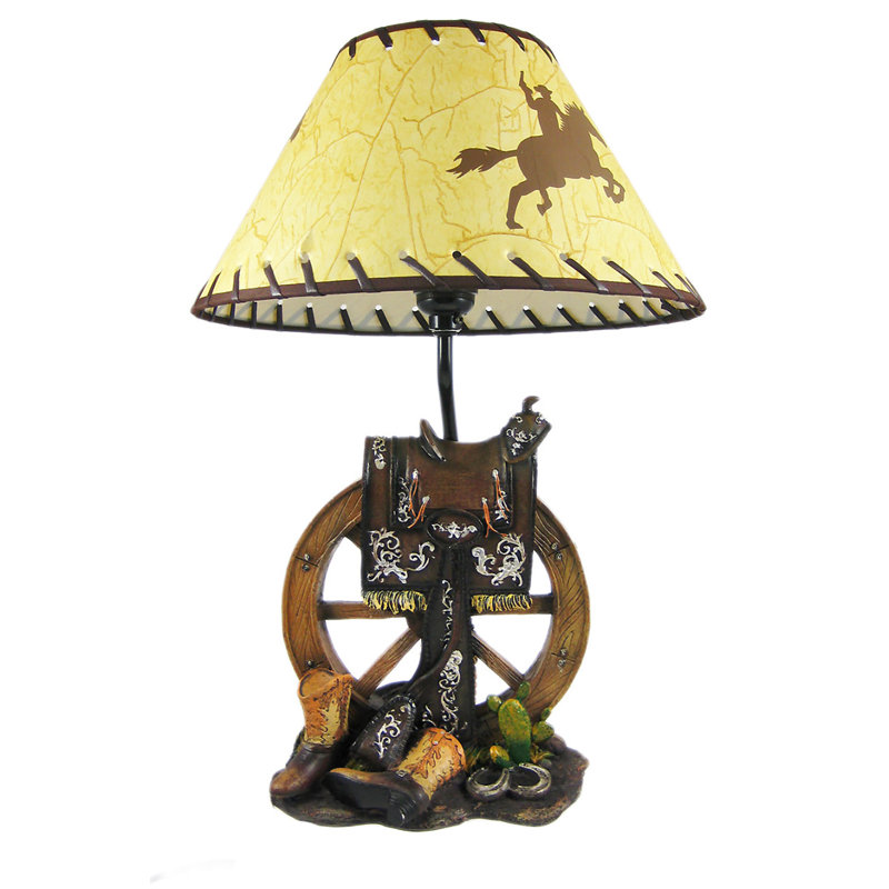 Lampe de table Western Saddle avec abat-jour imprimé Cowboy
