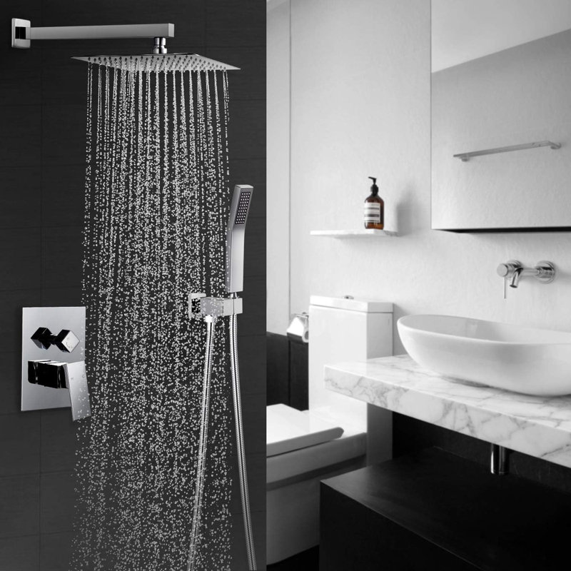 Système de pomme de douche à fixation murale 10 po, Nickel brossé