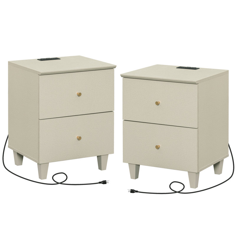 Cabriano 17.7'' W Nightstand, Set of 2, Beige