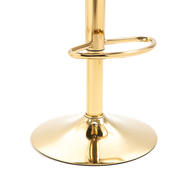 Tabouret de bar pivotant avec dossier Ginko, Marine, Doré