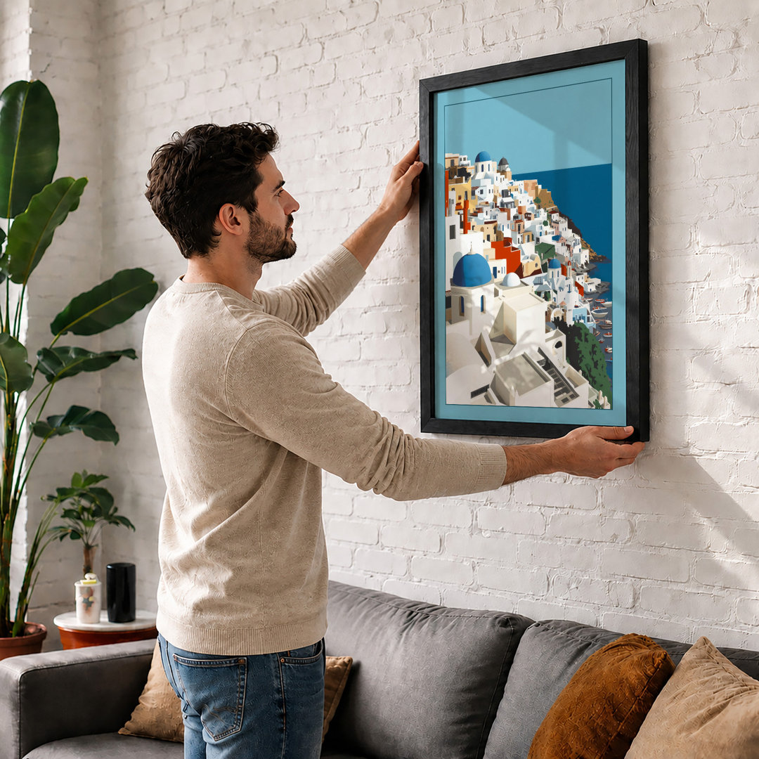 Mediterranean Hillside Coastal - Framed Print